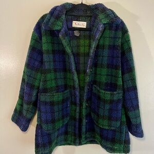Talbots Blue and Green Plaid Teddy Jacket